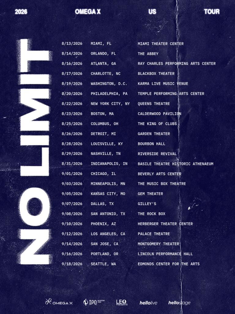 OMEGA X No Limit Tour 2026 tour poster
